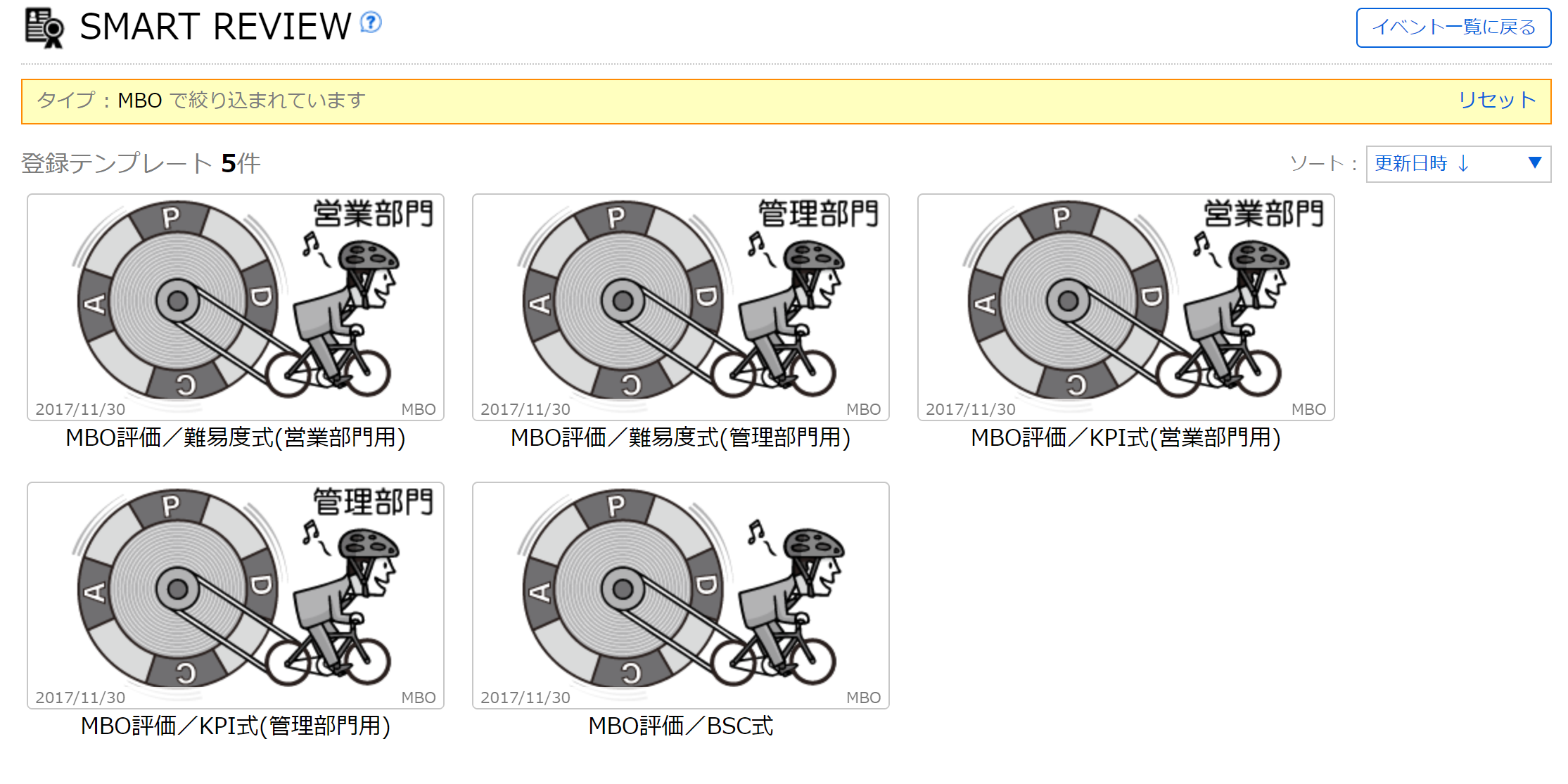 一覧から選んでテンプレートを使う