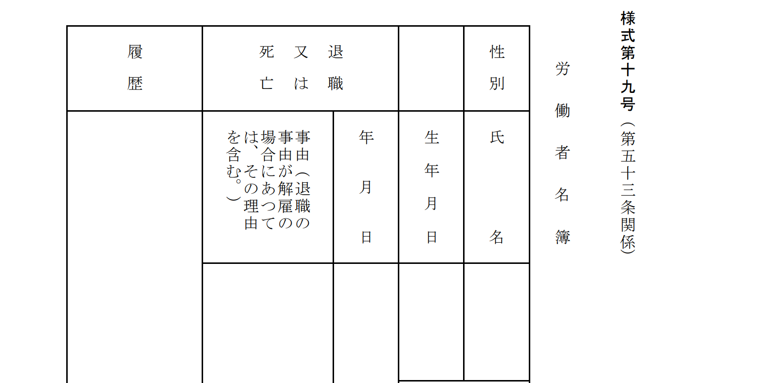 従業 員 名簿 テンプレート