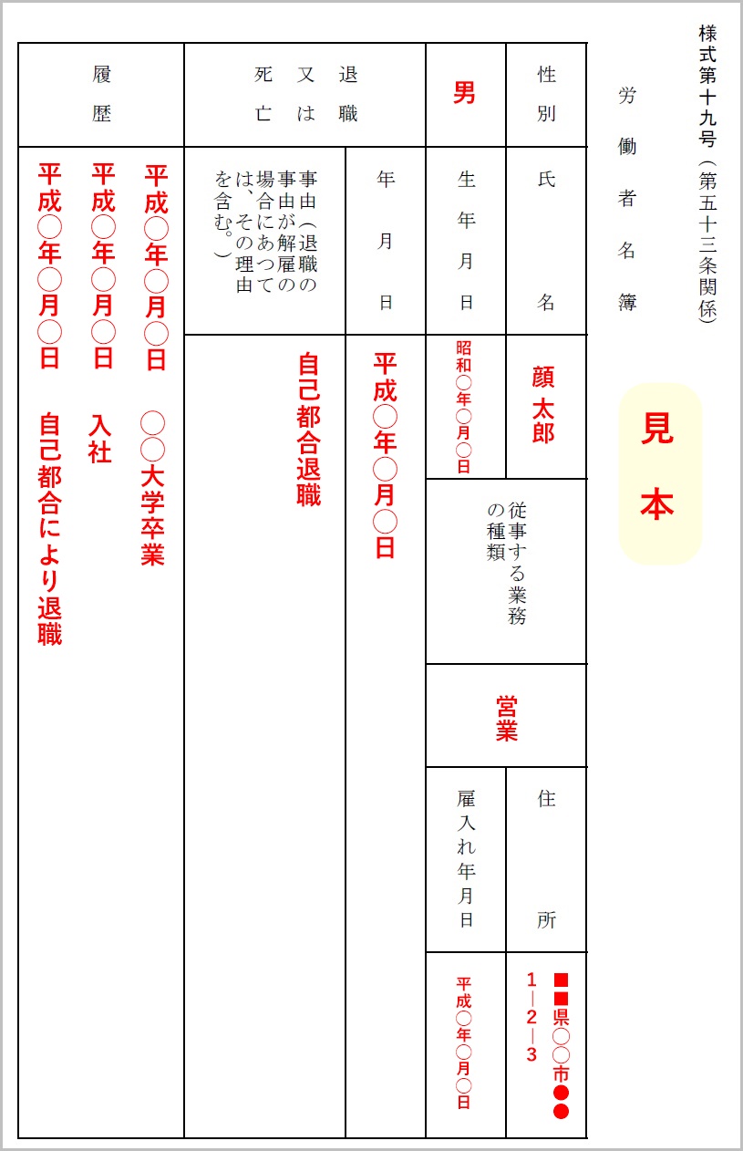 労働者名簿とは 書き方ガイド 記入例 テンプレート 保管方法 カオナビ人事用語集