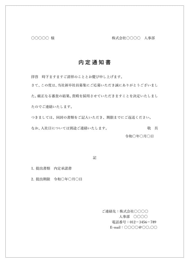 内々定 承諾 書 辞退